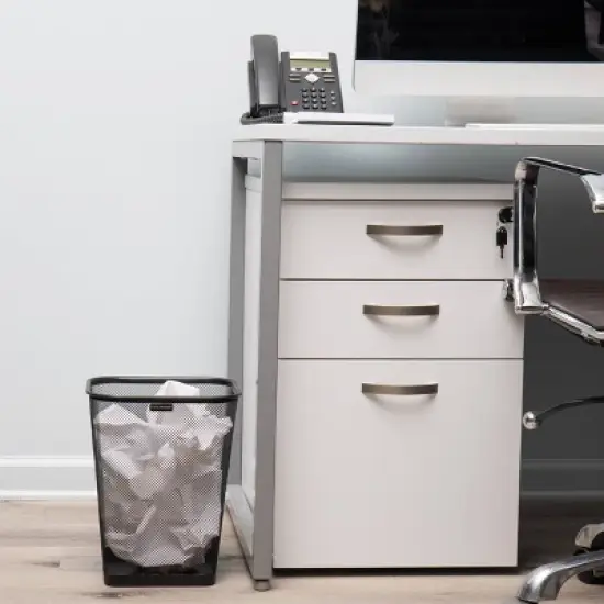 Mind Reader Mesh Trash Can, Waste Paper Basket, Square, Office, Metal Mesh, 9.75"L x 9.75"W x 12.25"H, Set of 4, Black image {1}