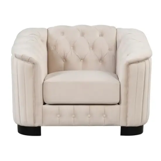 Modern Velvet Upholstered Accent Sofa Chair with Thick Removable Cushion-ModernLuxe image {4}