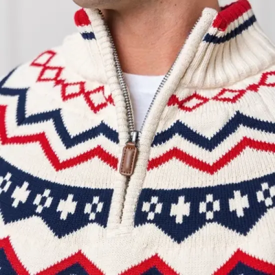 Hope & Henry Men's Half Zip Raglan Fair Isle Sweater image {2}