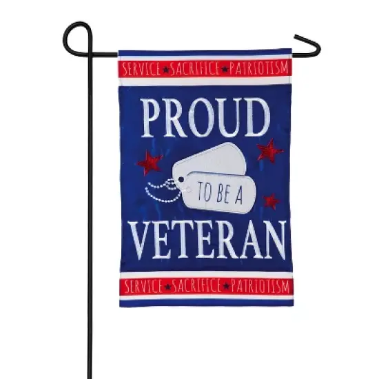 Evergreen Flag Proud Veteran Garden Applique Flag 12.5 x 18 Inches Indoor Outdoor Decor image {1}