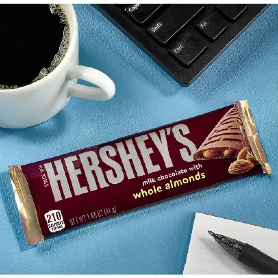 Hershey's Milk Chocolate with Whole Almond Candy Bars 12/26/36 Pack Full Size Bar  1.56oz - Great for Home, Office, Trips, Snacks - Bulk Packaging image {1}