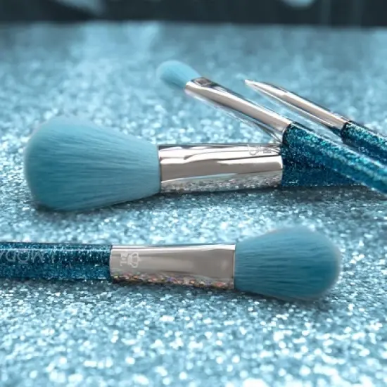 MODA Brush Neon Blue Glitter Face Makeup Brush Kit - 4pc image {3}