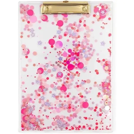 Packed Party Celebrate Acrylic Clipboard; Cute Pink Plastic Decorative Fancy Clip Board for School Teachers, Kids, and Women; Fun and Stylish image {4}