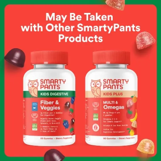 SmartyPants Kids Fiber & Veggies Gummies for Digestive Health, Mixed Berry - 60ct image {12}