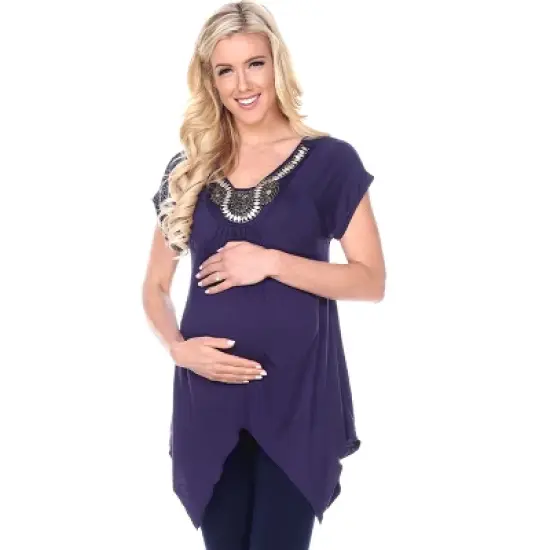 Maternity Myla Embellished Tunic Top - White Mark image {8}
