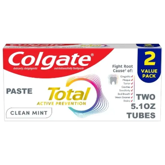 Colgate Total Active Prevention Clean Mint Toothpaste - 5.1oz/2pk image {14}