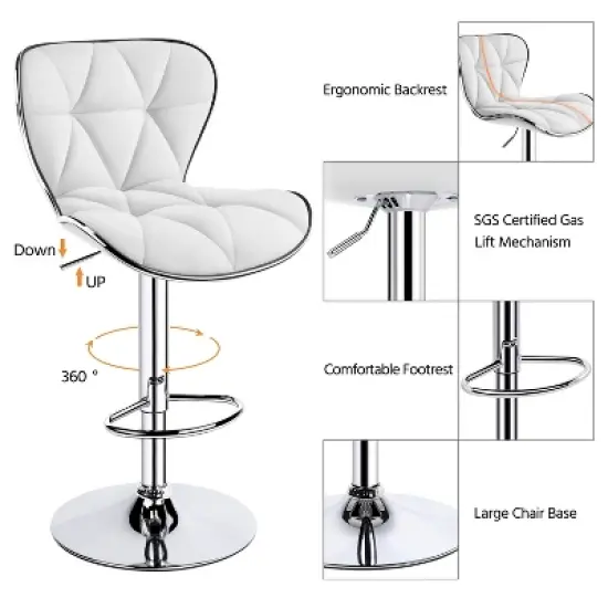 Yaheetech 2pcs Height Adjustable PU Leather Upholstered Swivel Bar Stool Chairs image {3}