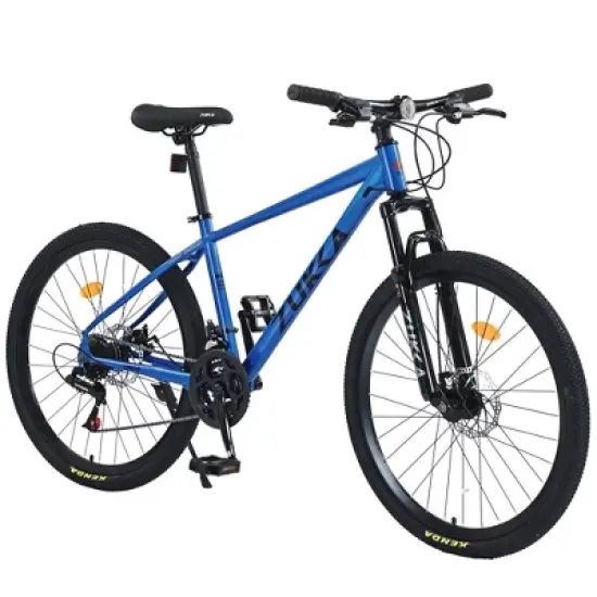 26 Inches Mountain Bike, 8-Speeds Outdoor Cycling Bicycle For Men And Women With Double Disc Brakes Suspension Fork, Sturdy Steel Frame, Easy Assembly image {6}
