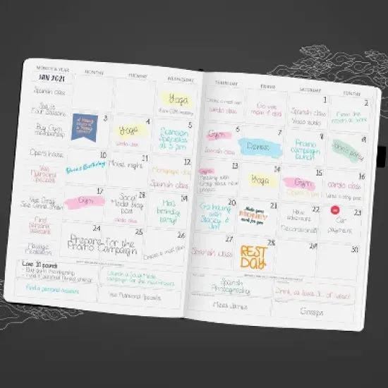 Undated PRO Schedule Planner Weekly/Monthly 8.5"x11" Black - Legend Planner image {3}