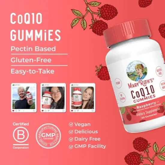 MaryRuth's CoQ10 Gummies, Raspberry, 60 ct image {6}