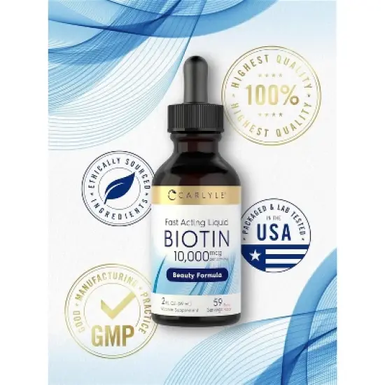 Carlyle Liquid Biotin 10000mcg | 2 oz Gel Drops image {5}