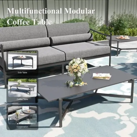 Captiva Designs Outdoor Patio Oversized Premium Conversation Sofa Set with Extra Thick Cushion and Coffee Table image {7}