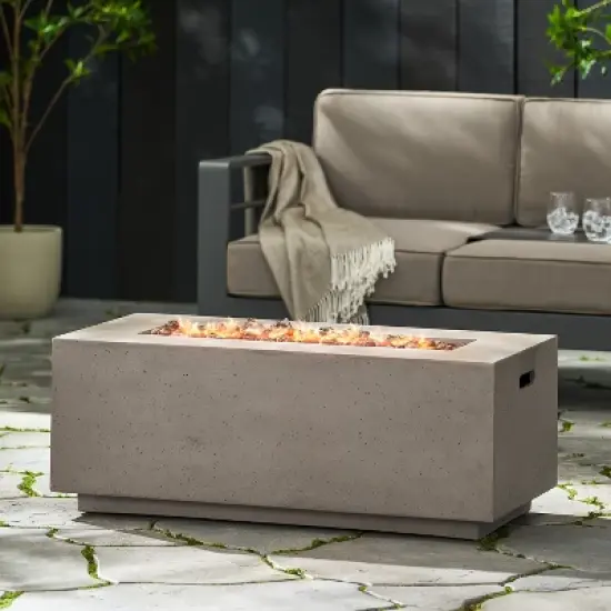 40-Inch Rectangular Outdoor Fire Pit with 40,000 BTU Heat and Propane Storage image {3}