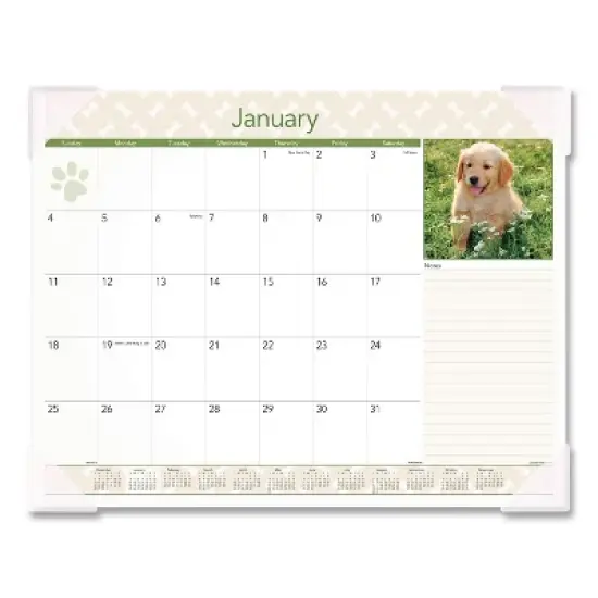 Puppies Monthly Desk Pad Calendar, Puppies Photography, 22 x 17, White Sheets, Clear Corners, 12-Month (Jan to Dec): 2026 image {6}