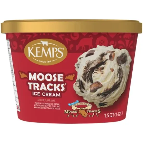 Kemps Moose Tracks Premium Ice Cream - 48oz image {1}