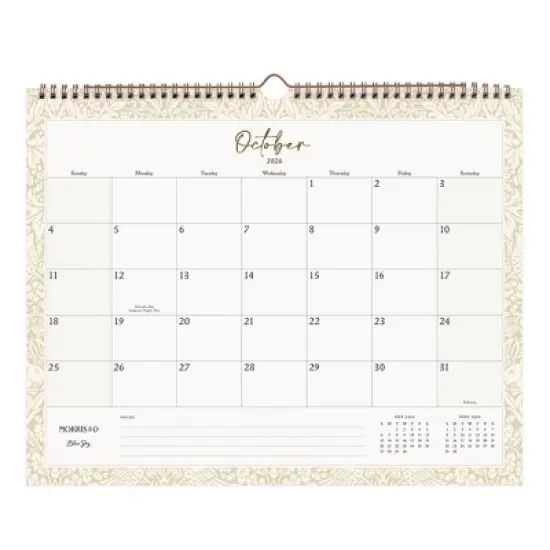 Morris & Co. by Blue Sky 15"x12" 2026&nbsp;Wirebound Monthly Wall Calendar Multi Design image {5}