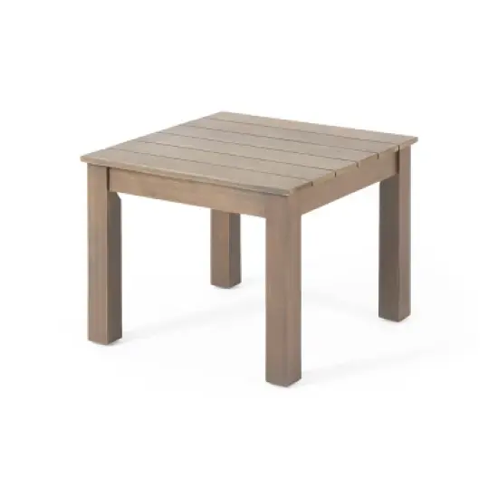 GDFStudio Cyril  Square Acacia Wood Slat Panel End Table image {3}