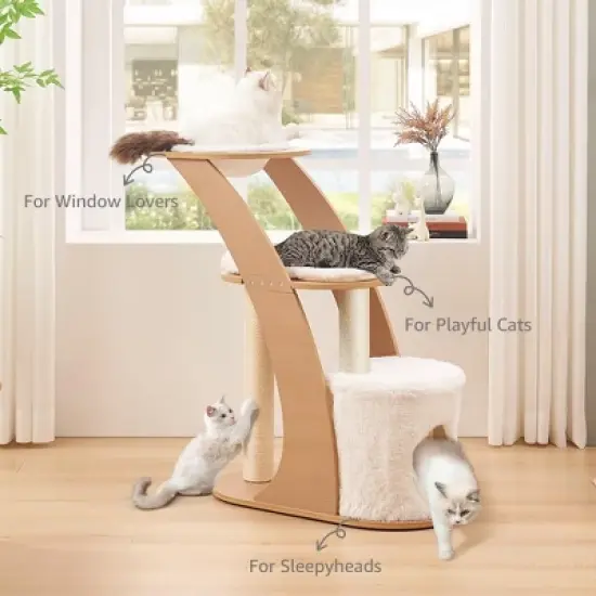 unipaws All-in-One Modern Cat Tree &ndash; Tall Tower with Condo, Scratching Post & Hammock Bed image {7}