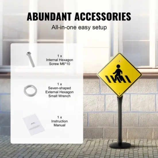 VEVOR Cast Iron Sign Post, 4 ft Portable Heavy Duty Steel Post Sign Holder with Hard Plastic Base & Wheels, U-Channel Sign Stand for Garden image {5}