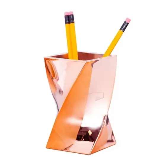 Zodaca Rose Gold Wave Pen Pencil Ruler Stationery Holder Cup Office Desktop Organizer image {3}