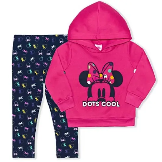 Disney Girl's 2-Pack Minnie Mouse Hooded Graphic Sweatshirt and Patterned Legging Pant Set for Kids image {4}