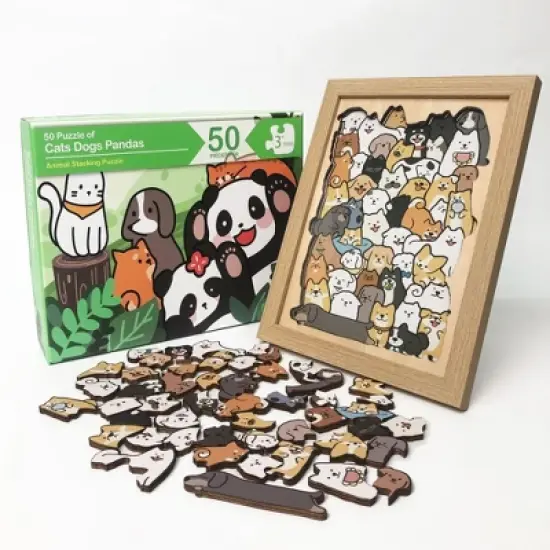 TopComfy Baby and Toddler Learning Toy Animal Wooden Puzzle with Picture Frame for Creative Brain Fun, Multicolored, 9.44"*7.87"*2.95" image {5}