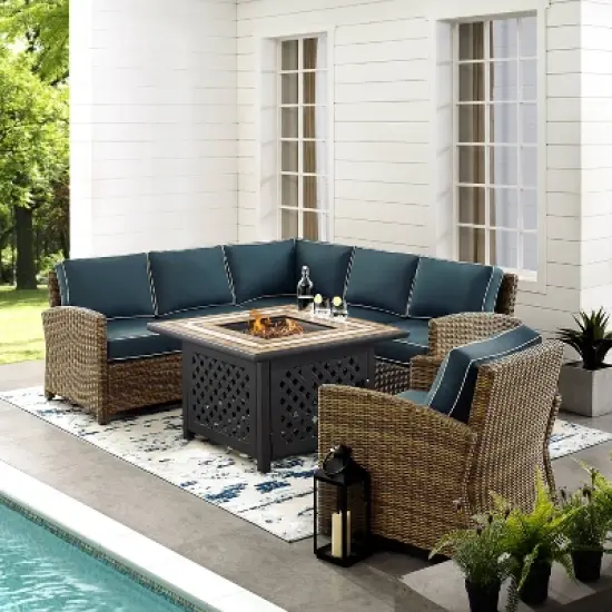 Bradenton 5pc Outdoor Wicker Seating with Fire Table - Crosley
 image {3}
