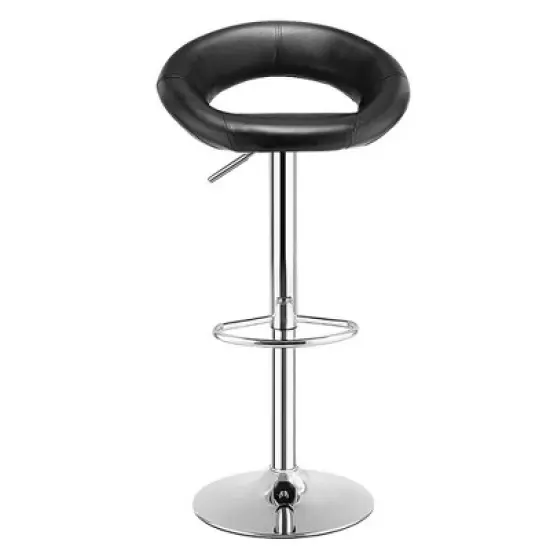 Costway Set of 4 Adjustable Bar Stools Swivel Pub Chairs Barstools PU Leather White/Black image {6}