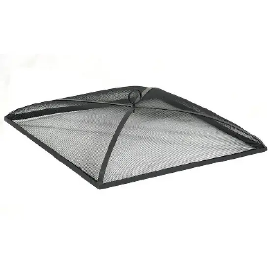 Sunnydaze Outdoor Heavy-Duty Steel Mesh Square Easy-Opening Camp Fire Pit Spark Screen Lid - Black image {5}