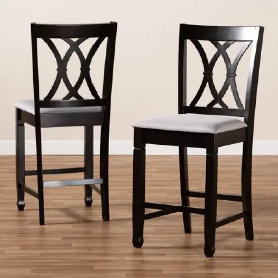 2pc Reneau Finished Wood Counter Height Pub Chairs - Baxton Studio image {2}