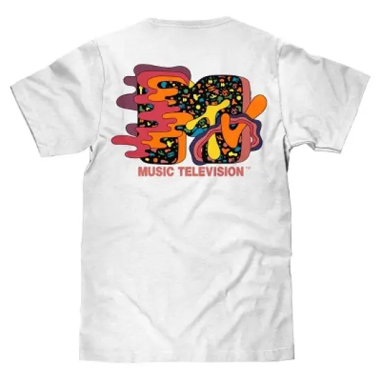 Tee Luv MTV 80s Logo Front/Back Print T-Shirt - White XX-Large image {2}