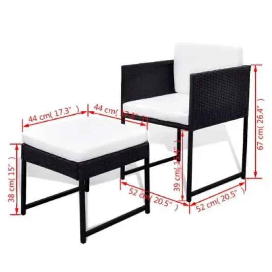 vidaXL Outdoor Dining Set Black, White image {7}