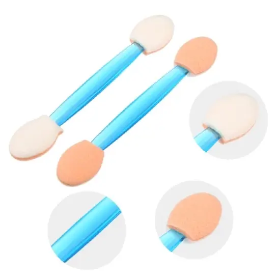 Unique Bargains Unique Bargains Dual Sides Sponge Short  Brushes EyeShadow Applicators Blue 50PCS image {2}