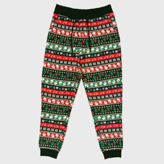 Men's Santa Fair Isle Sherpa Jogger Pants - Black image {1}