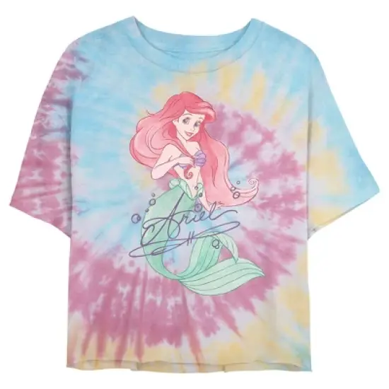 Junior's The Little Mermaid Ariel Watercolor SignatureCrop T-Shirt image {3}
