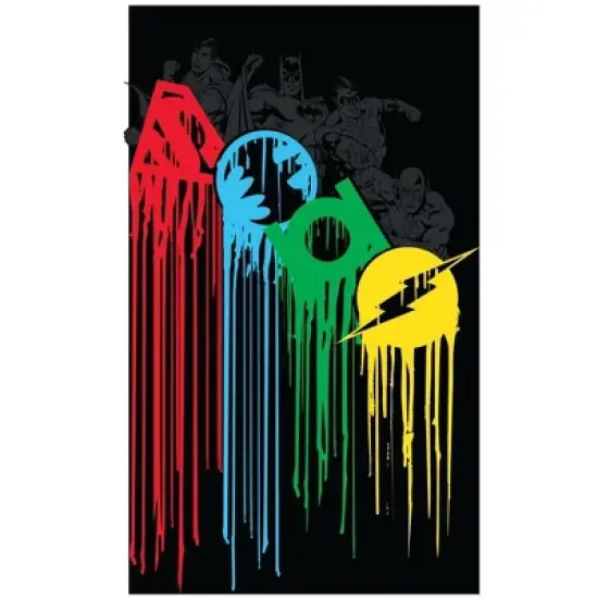 Justice League Logos Paint Dripping Black T-Shirt Toddler Boy to Youth Boy image {1}