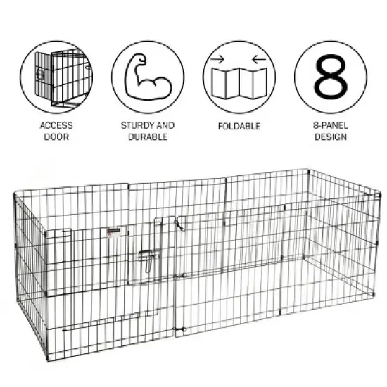 Puppy Playpen - Foldable Metal Exercise Enclosure with Eight 24-Inch Panels - Indoor/Outdoor Fence for Dogs, Cats, or Small Animals by PETMAKER image {2}
