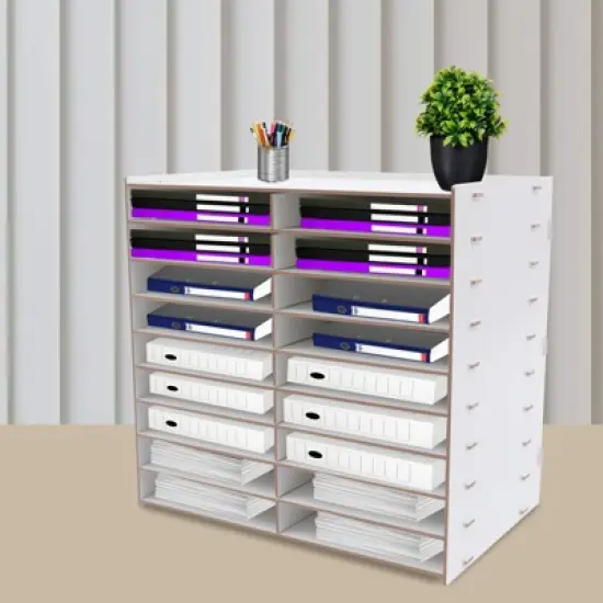 YIYIBYUS Wooden Paper Mail Tray Office Desktop File Literature Organiser image {2}