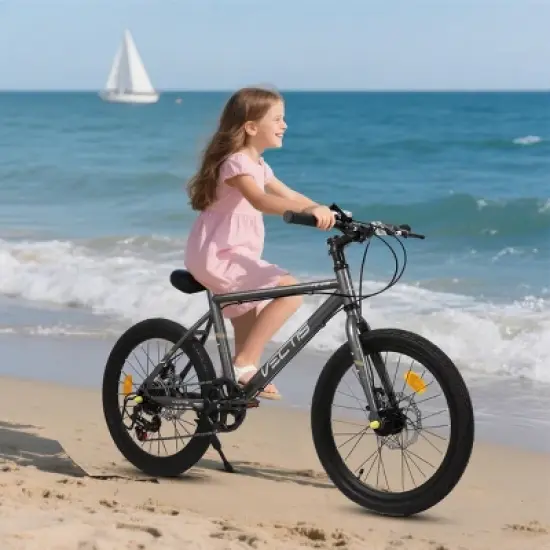 INFURNIC Bicycles 20 Inch Kids Road Bike 7-Speed Steel Frame Dual Disc Brakes for Boys and Girls, Black, 55.9"*21.2"*31.5" image {1}