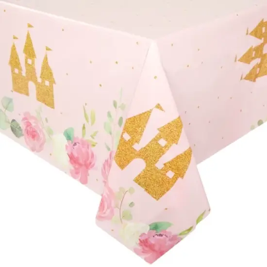 Blue Panda 3-Pack Princess Castle Birthday Party Disposable Plastic Table Cover Tablecloth 54"x108" image {4}