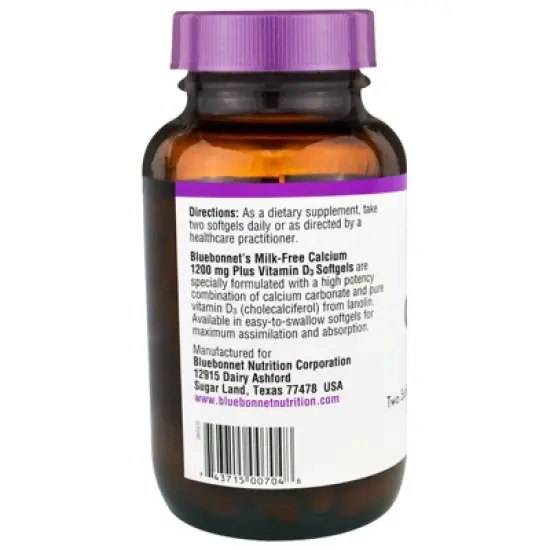 Bluebonnet Nutrition Calcium & Vitamin D3, Milk-Free, 120 Softgels image {2}