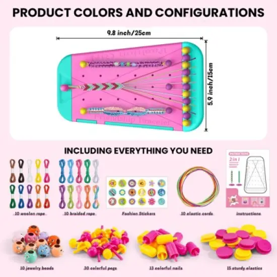 TopComfy Baby and Toddler Learning Toy Handwoven Bracelet Craft Kit with Custom Beads for Creative Play, Multicolored, 9.8"*5.9"*2" image {2}