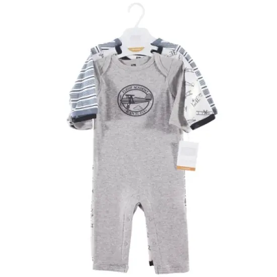 Hudson Baby Infant Boy Cotton Coveralls 3pk, Aviation image {1}