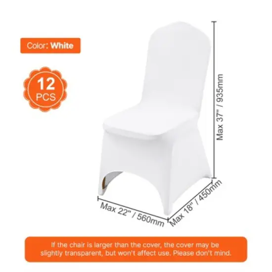 VEVOR Stretch Spandex Folding Chair Covers, Universal Fitted Chair Cover, Removable Washable Protective Slipcovers, (12PCS White) image {7}