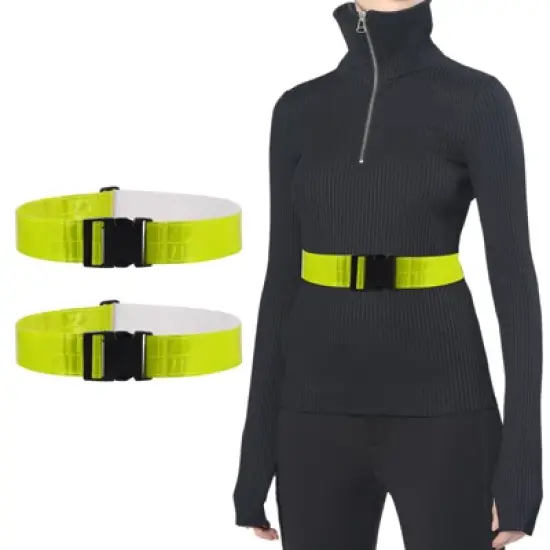 Unique Bargains Adjustable High Visibility Running Reflective Belt for Motorcycling Cycling 2 Pcs image {4}