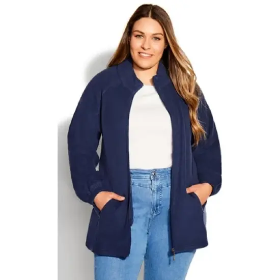 Women's Plus Size Polar Fleece Zip Jacket - navy | AVENUE image {5}