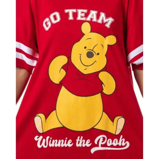Winnie-the-Pooh Women's Go Team Shirt Pajama Dorm Sleep Shirt Nightgown Red image {2}