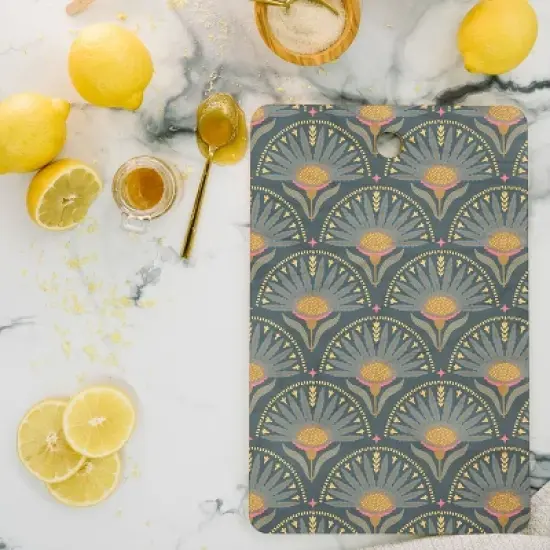 Iveta Abolina Fan Florals Green Cutting Board - Rectangle image {1}