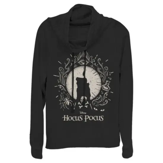 Junior's Hocus Pocus Black Flame Candle Cowl Neck Sweatshirt image {3}