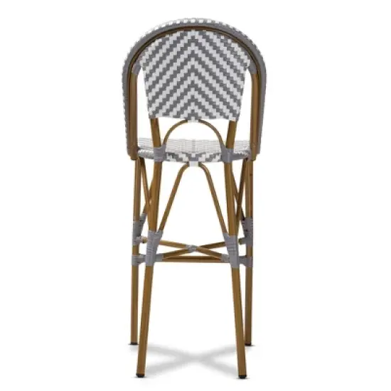Ilene Indoor and Outdoor Stackable Bistro Barstool Gray/White - BaxtonStudio image {5}